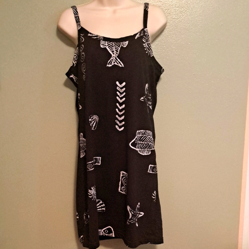 You Say Dress Black Large White Ocean Designs